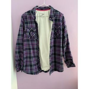 Flannel spring jacket with fleece-line